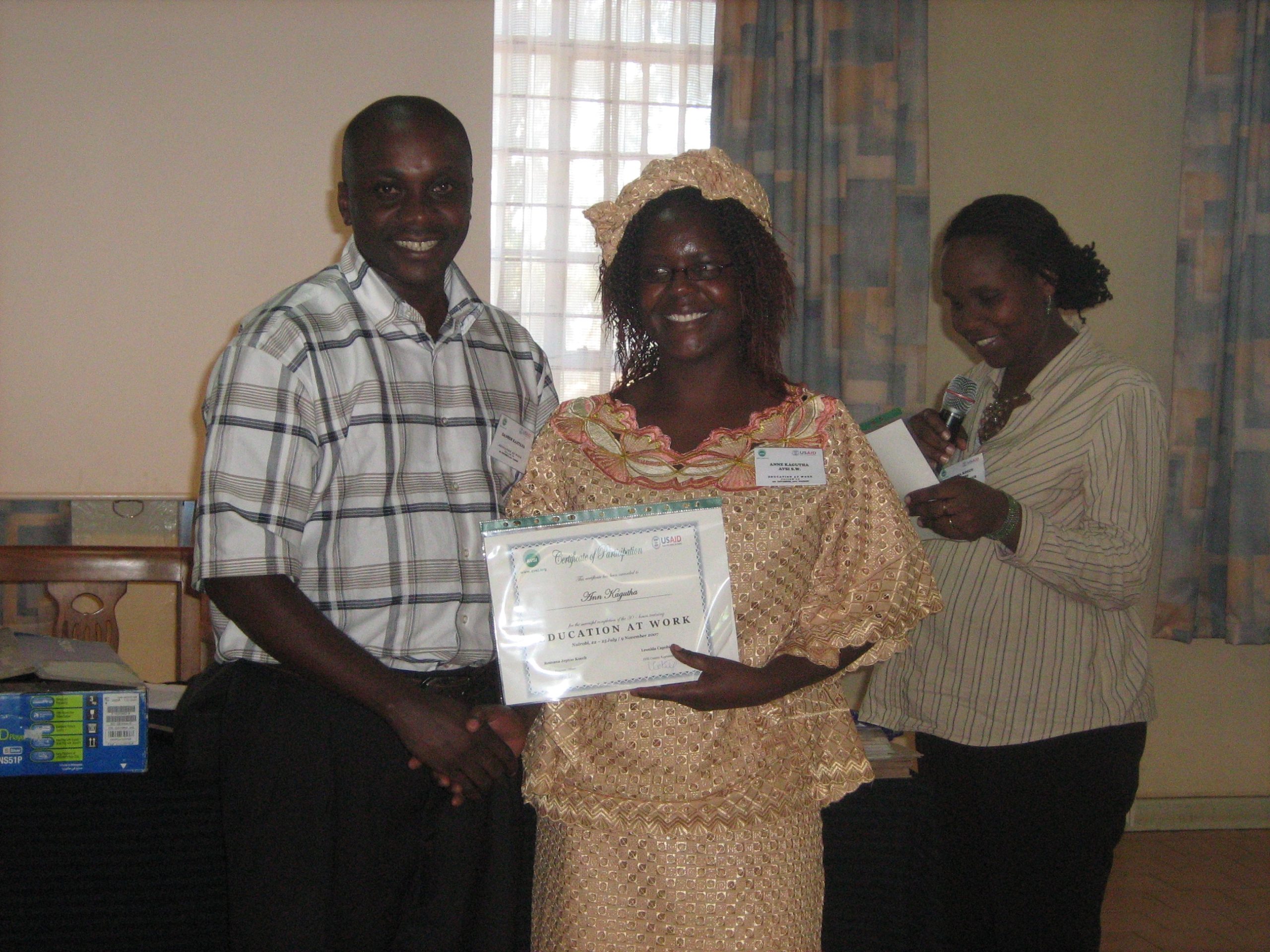 2007 - Certificate awarding for the Risk of Education Training