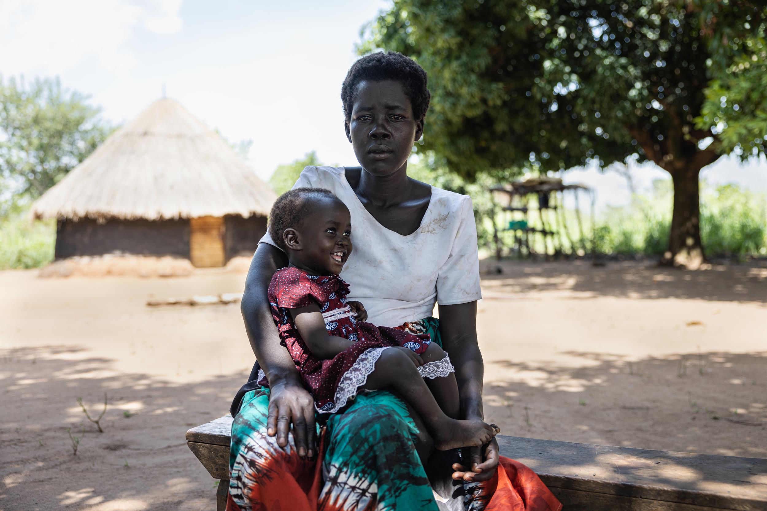 A Mother and his child in Palabek refugee settlement, Uganda, Africa